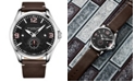 Stuhrling Men's Dark Brown Leather Strap Watch 43mm